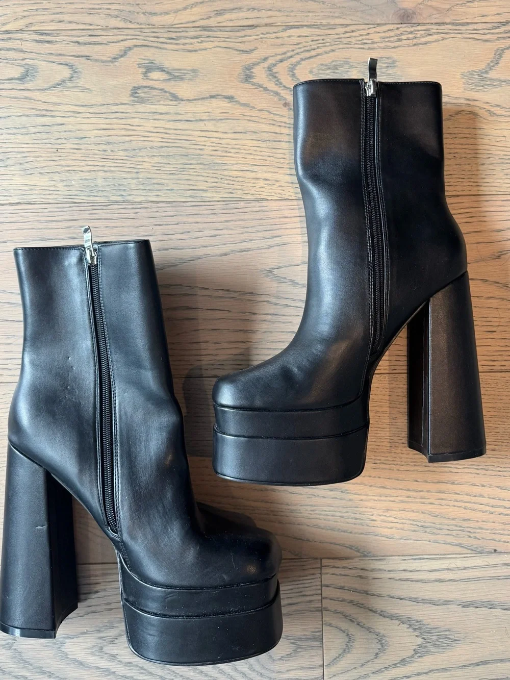 Black Platform High-Heel Ankle Boots